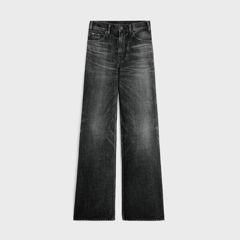 flared surf jeans in black ice rinse denim