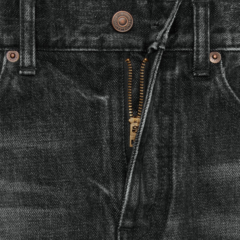 flared surf jeans in black ice rinse denim
