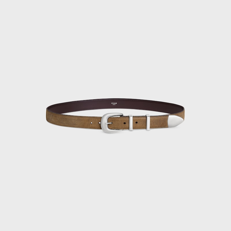 medium 25mm western belt in suede calfskin with waxed effect