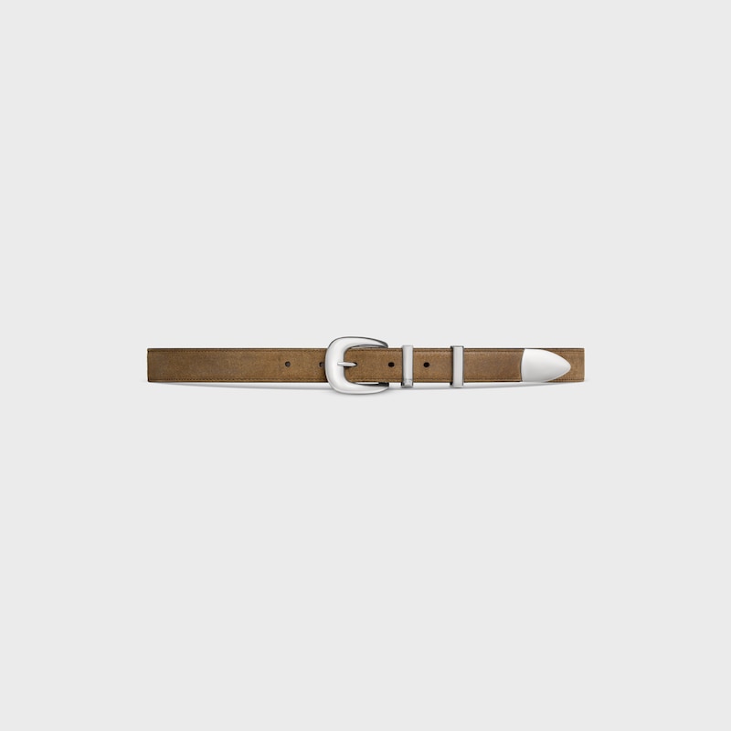 medium 25mm western belt in suede calfskin with waxed effect