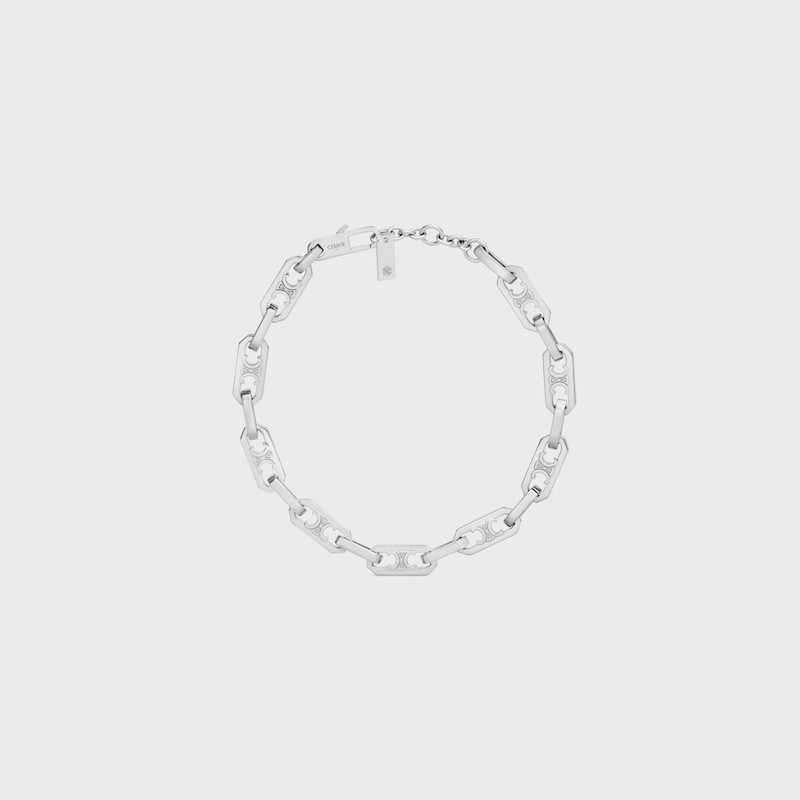 triomphe small octagon bracelet in brass with rhodium finish