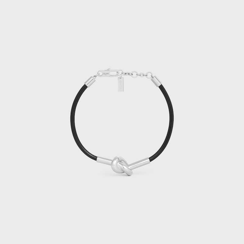 knot bracelet in calfskin and brass with rhodium finish