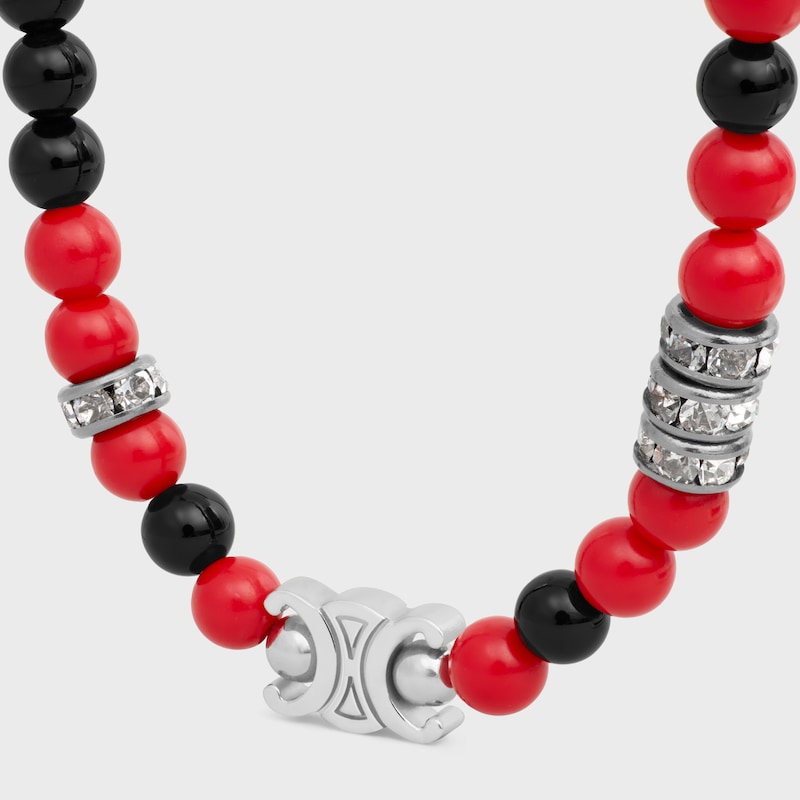 san onofre triomphe bracelet in onyx resin pearls strass and brass with rhodium finish