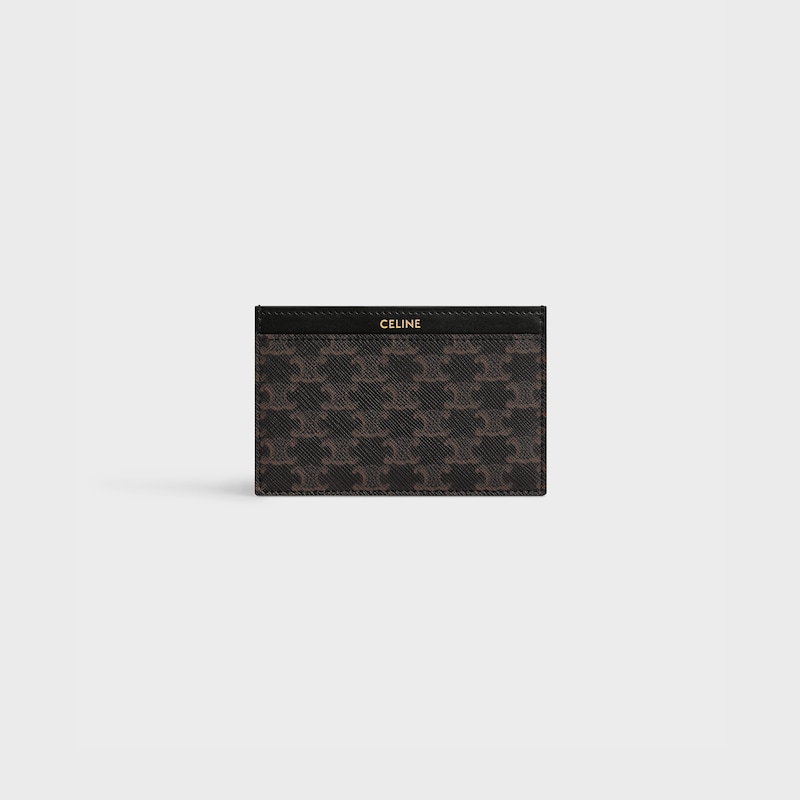plain card holder in triomphe canvas and calfskin