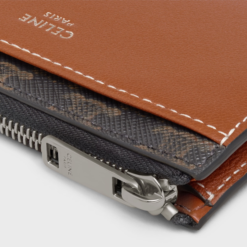 zipped card holder in triomphe canvas and lambskin