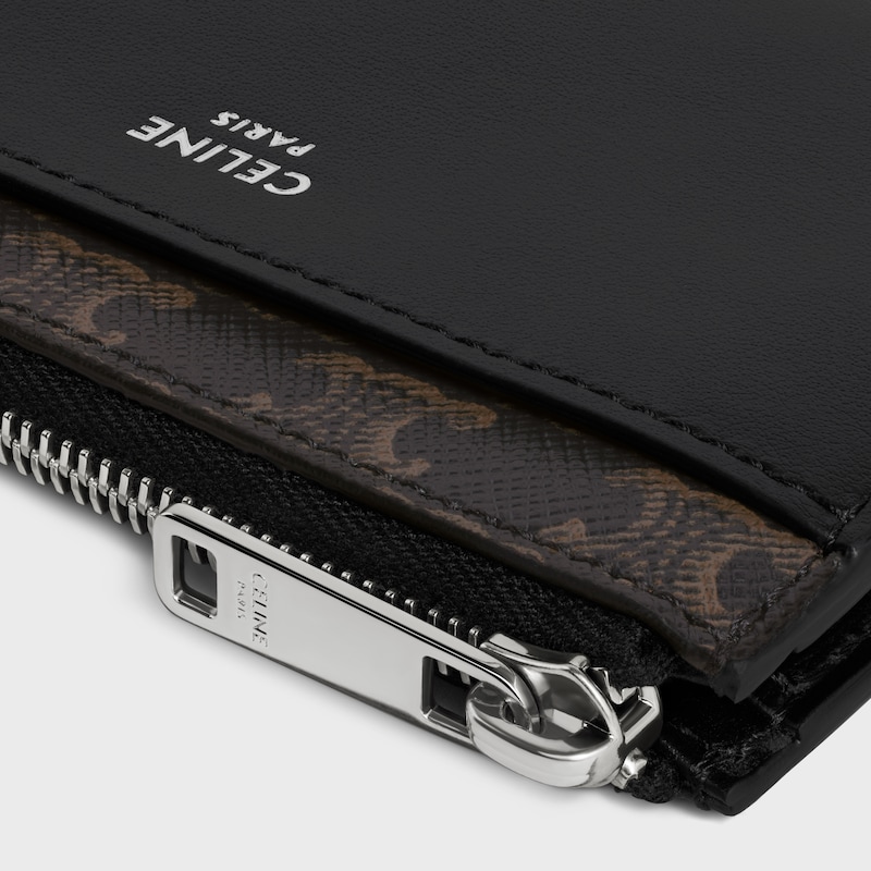 zipped card holder in triomphe canvas and lambskin