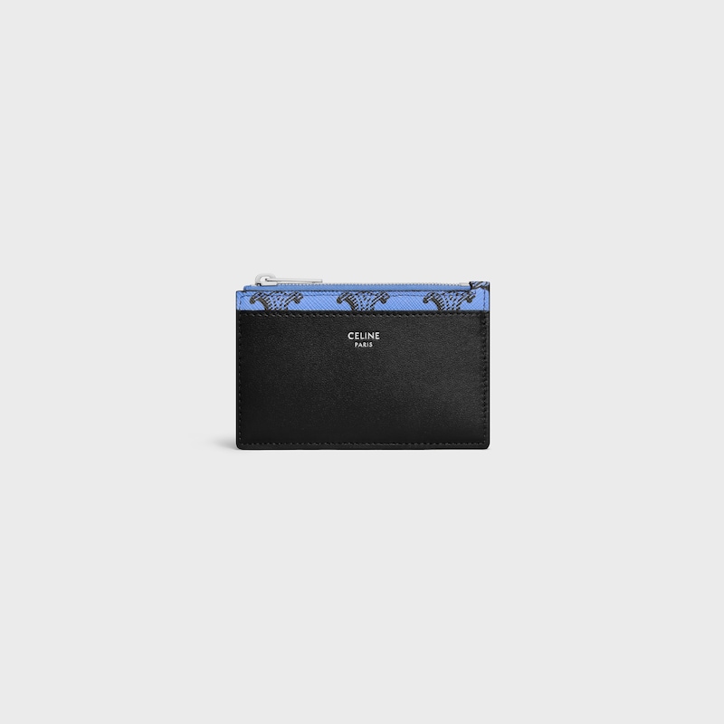zipped card holder in triomphe canvas and lambskin