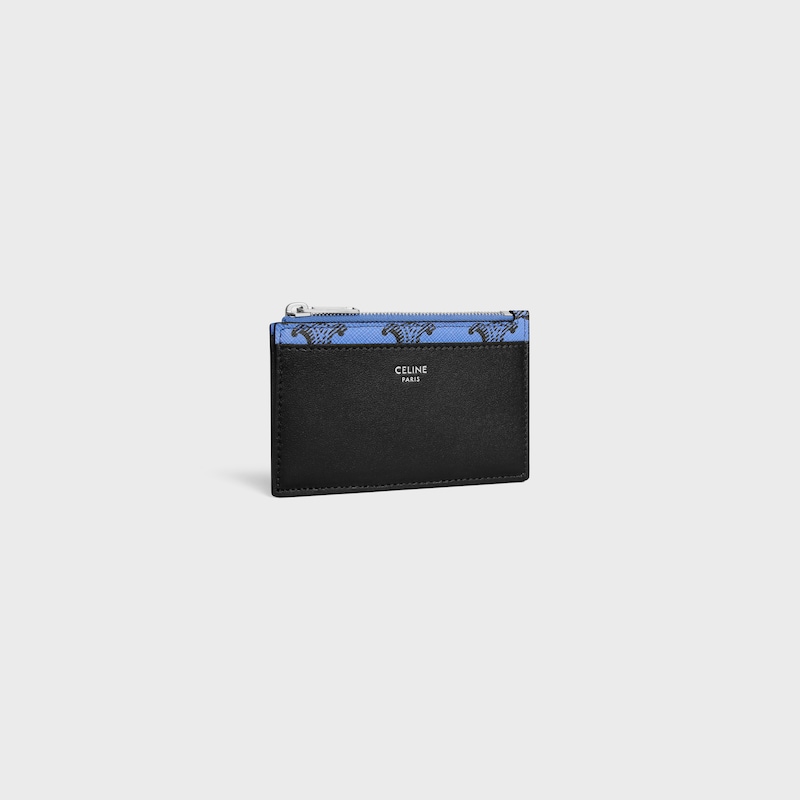 zipped card holder in triomphe canvas and lambskin