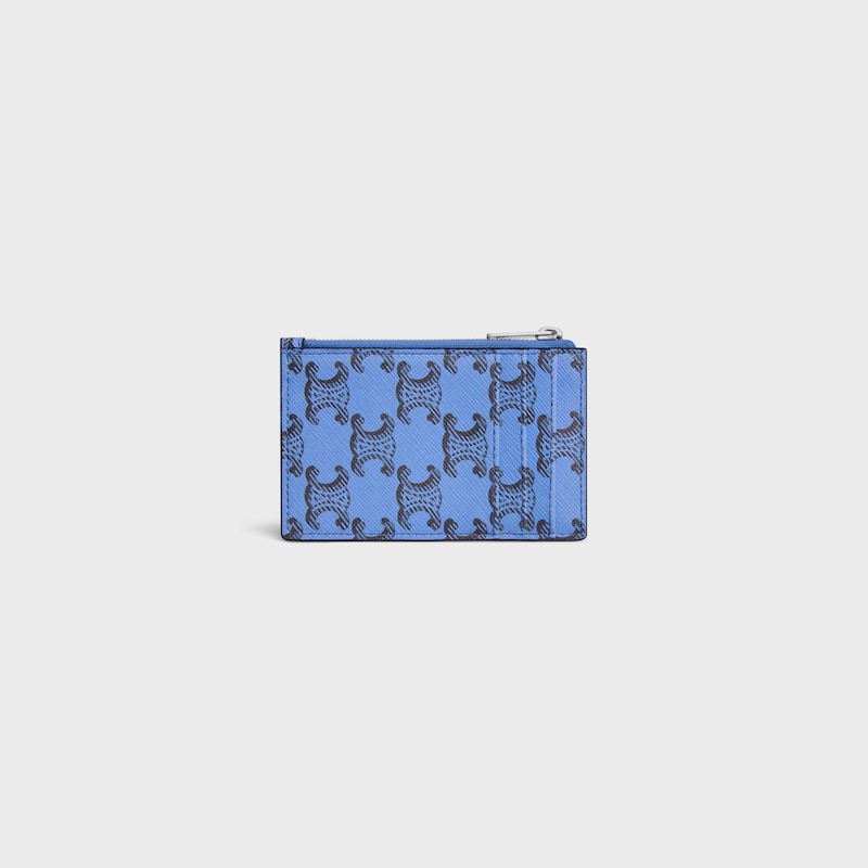 zipped card holder in triomphe canvas and lambskin