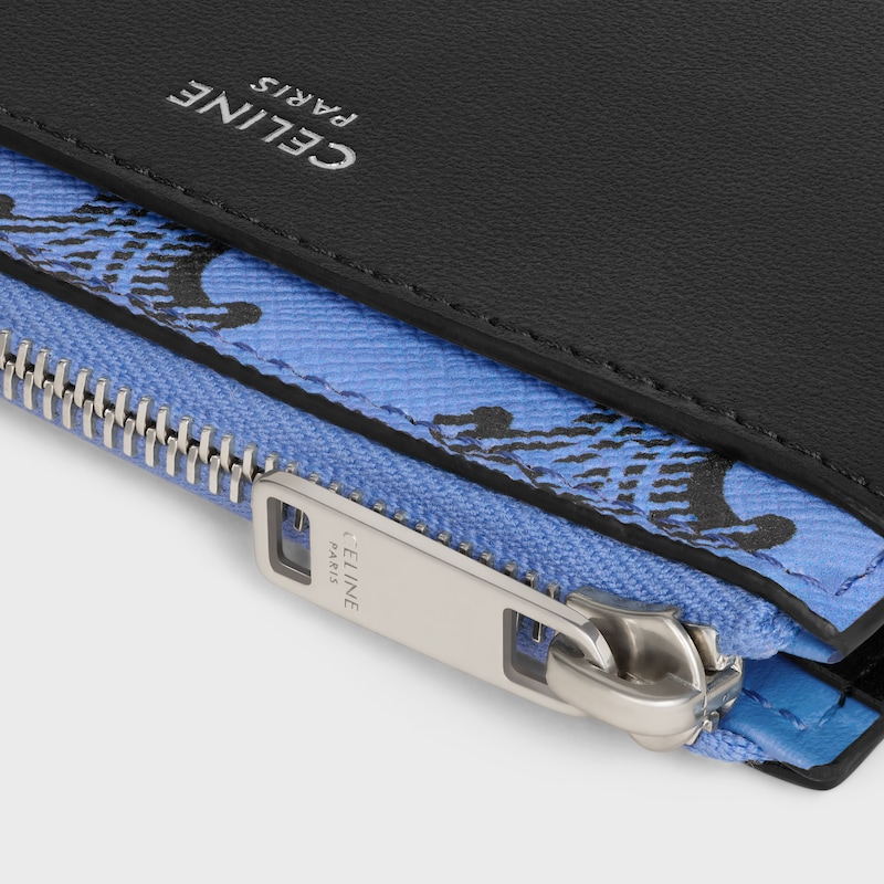 zipped card holder in triomphe canvas and lambskin