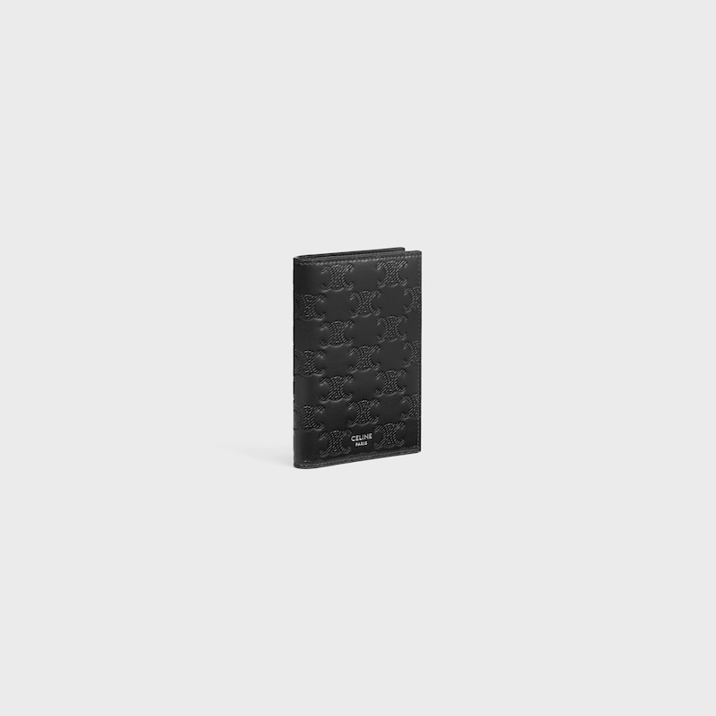 vertical card holder in calfskin with triomphe embossed
