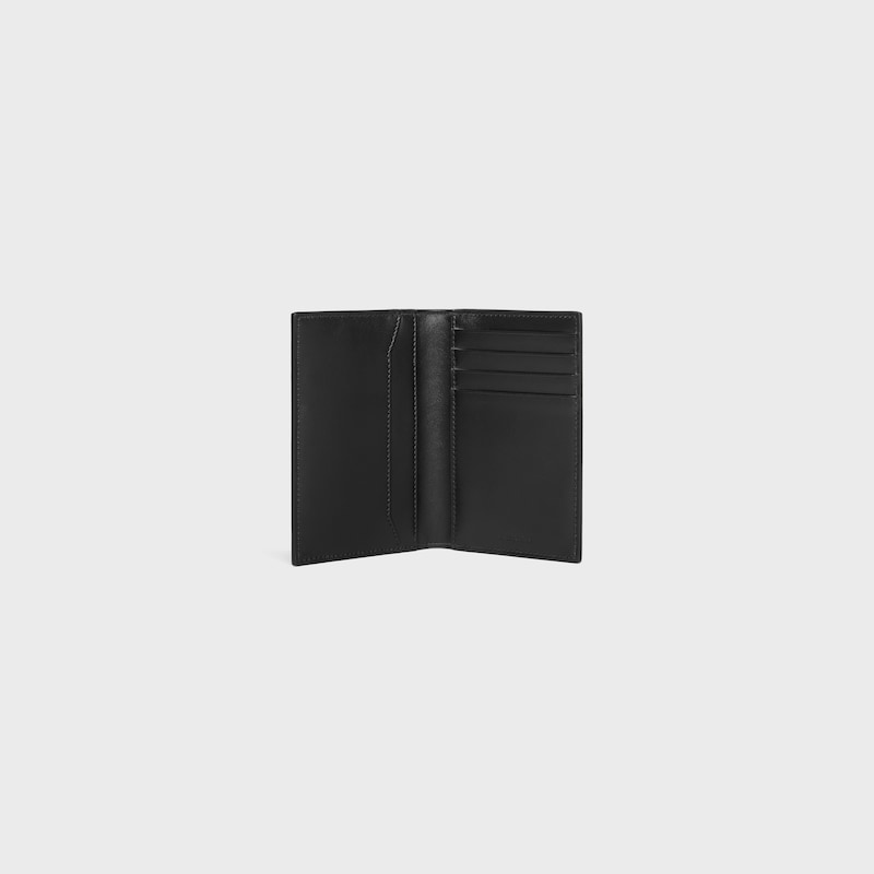 vertical card holder in calfskin with triomphe embossed