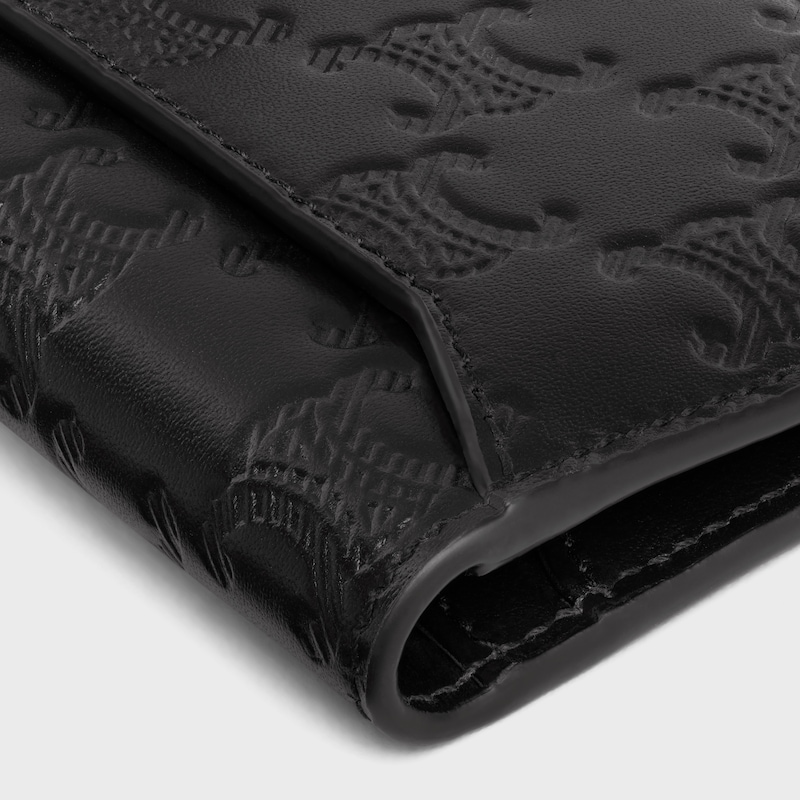 vertical card holder in calfskin with triomphe embossed