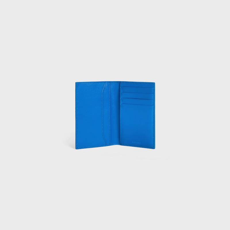 vertical card holder in grained calfskin