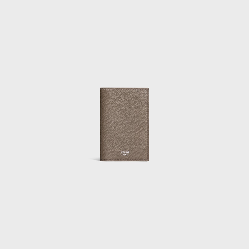 vertical card holder in grained calfskin