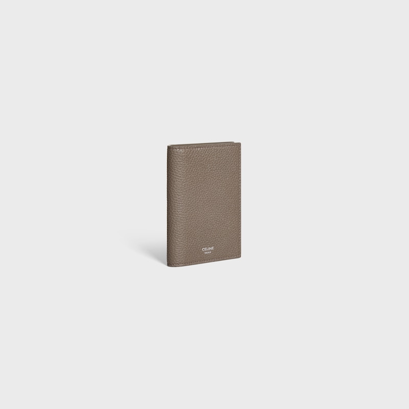vertical card holder in grained calfskin