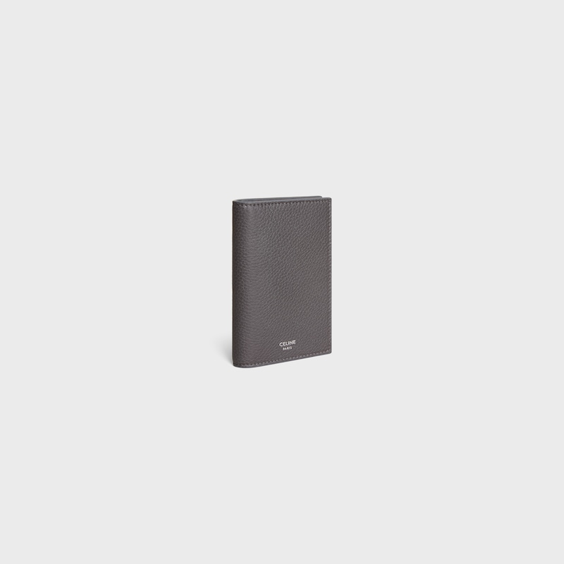 vertical card holder in grained calfskin