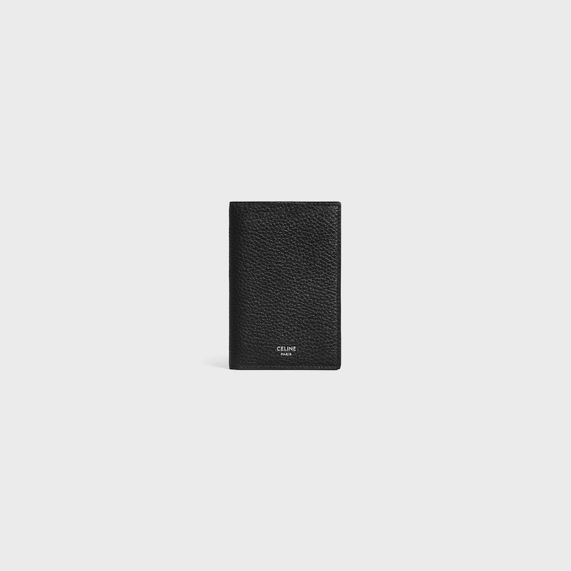 vertical card holder in grained calfskin