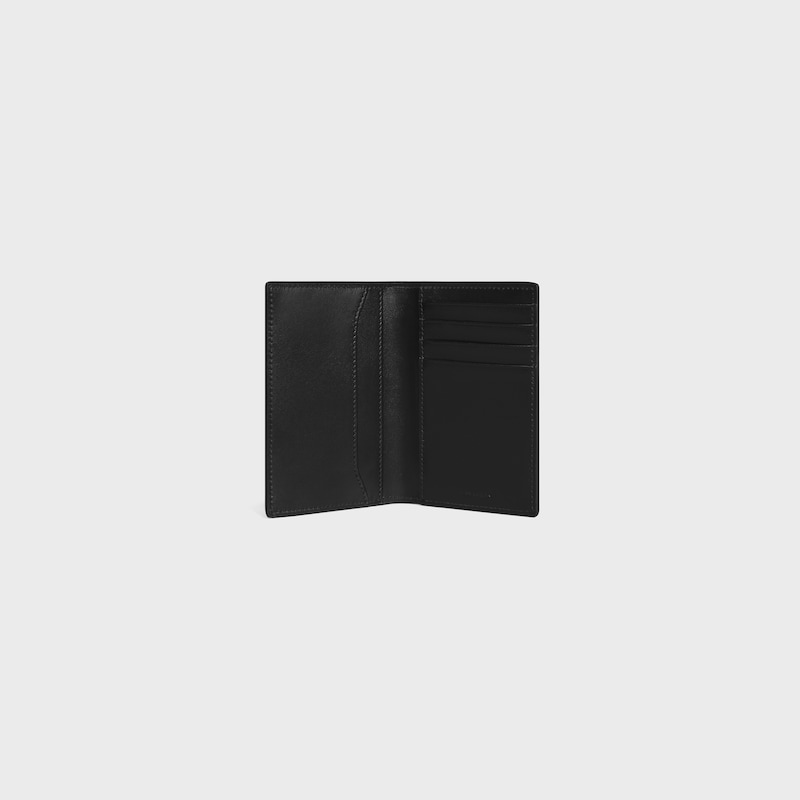 vertical card holder in grained calfskin