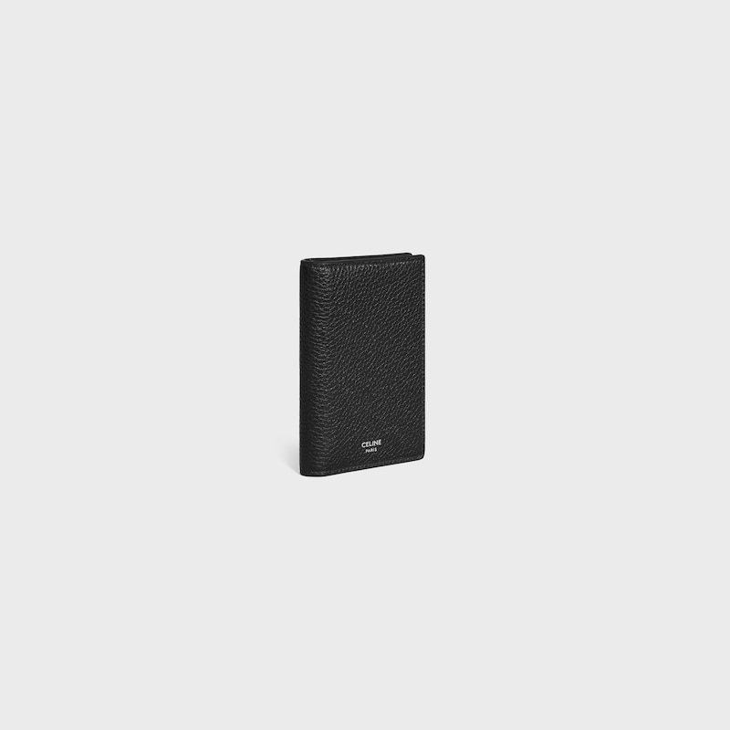 vertical card holder in grained calfskin