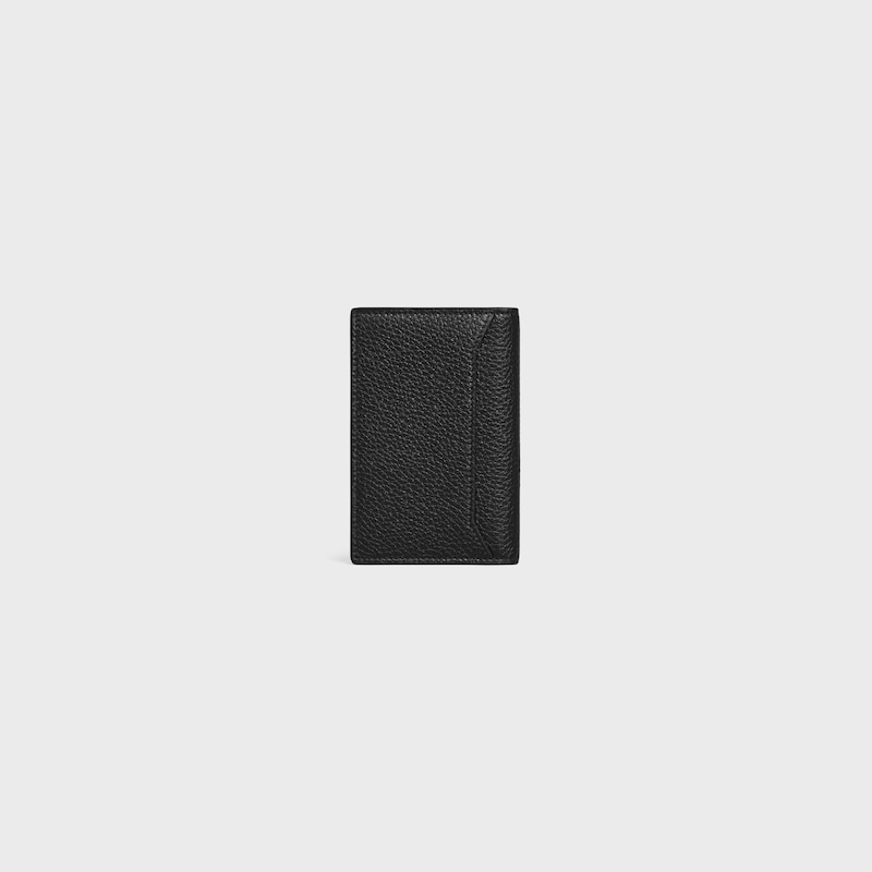 vertical card holder in grained calfskin