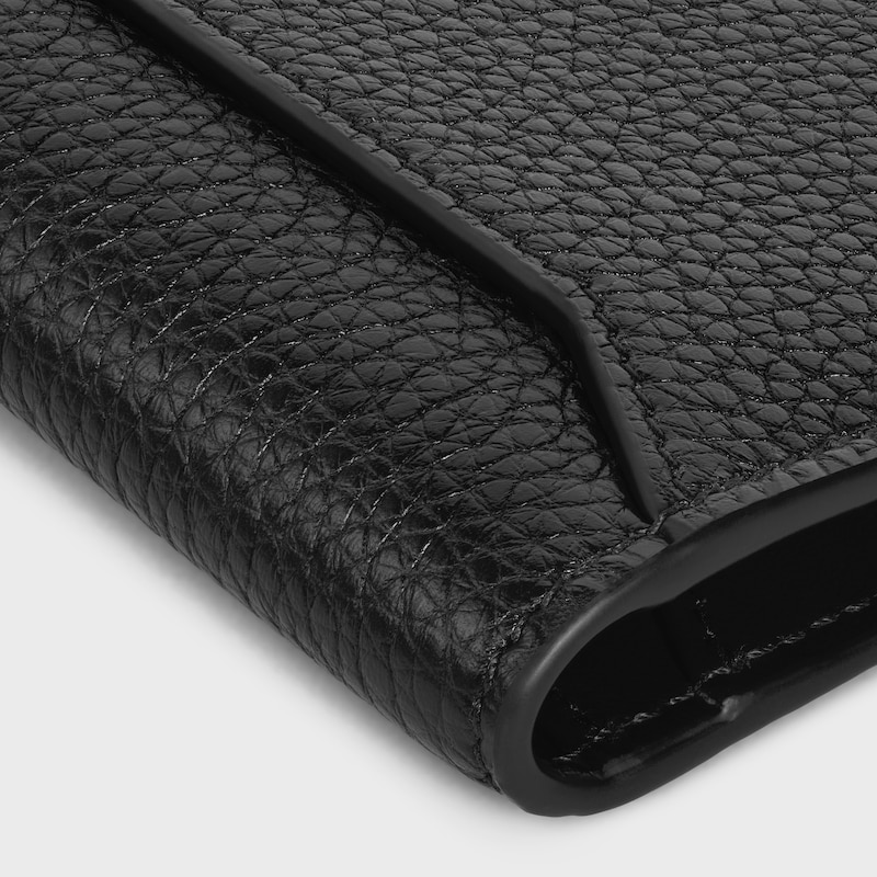 vertical card holder in grained calfskin