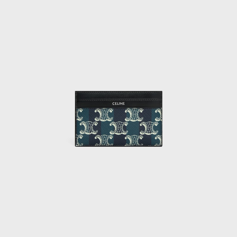 medium card holder in striped triomphe canvas and calfskin