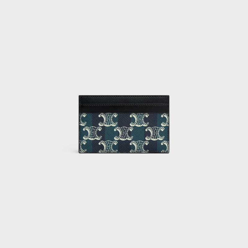 medium card holder in striped triomphe canvas and calfskin