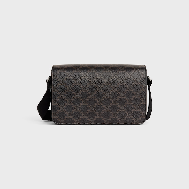 flap messenger bag in triomphe canvas and calfskin