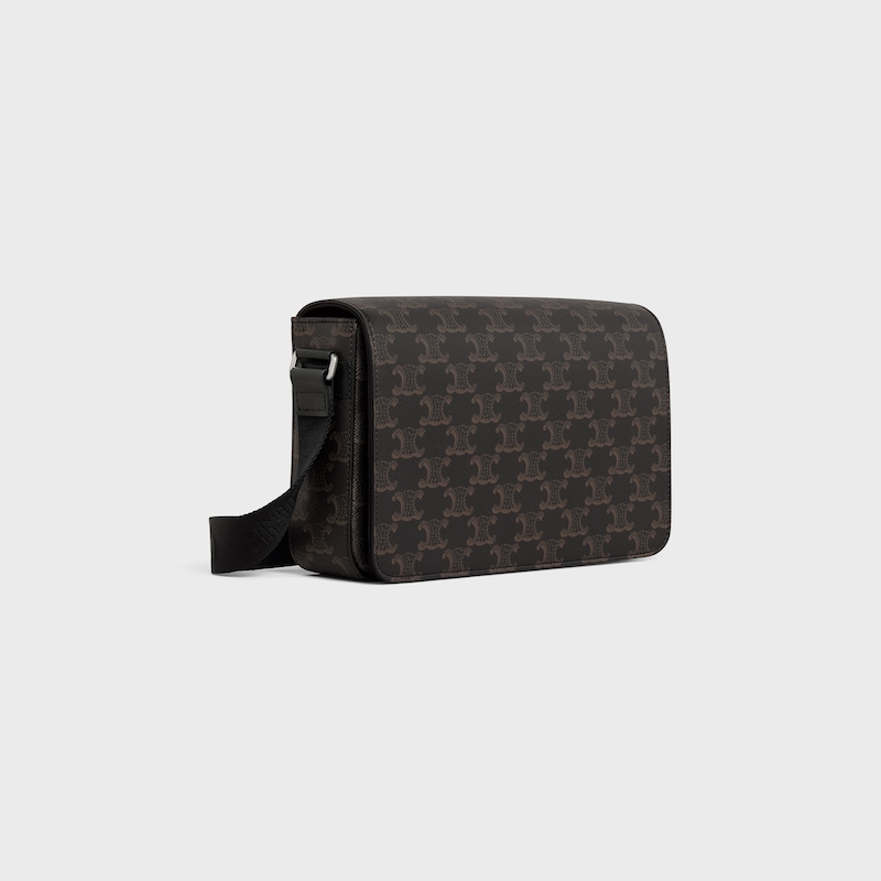 flap messenger bag in triomphe canvas and calfskin