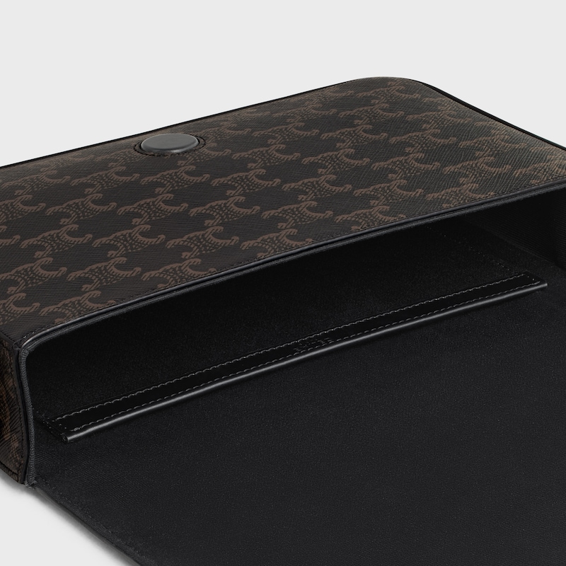 flap messenger bag in triomphe canvas and calfskin