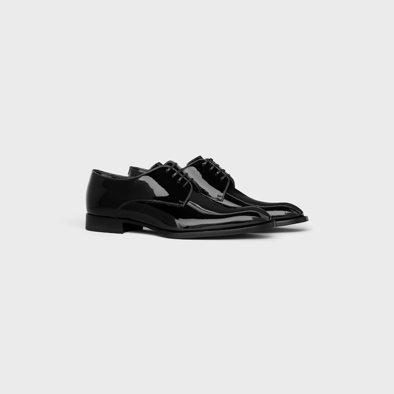 celine tuxedo derby in patent calfskin
