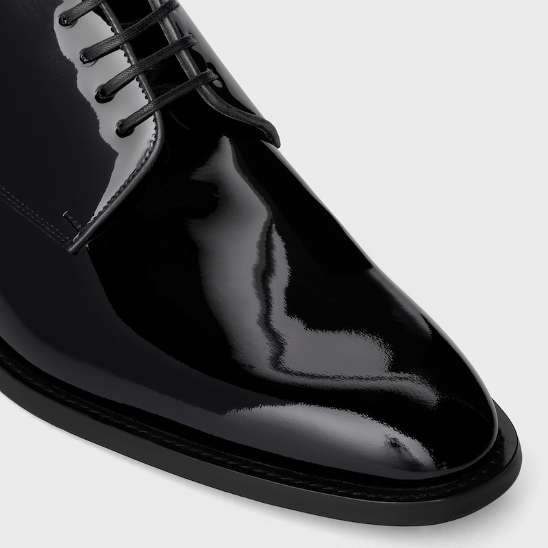 celine tuxedo derby in patent calfskin