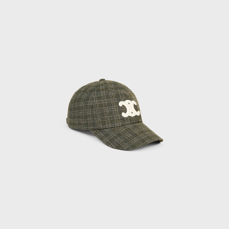 triomphe baseball cap in checked wool felt