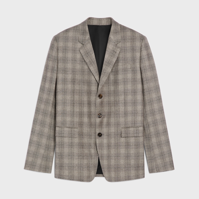 tailored jacket in prince of wales wool flannel