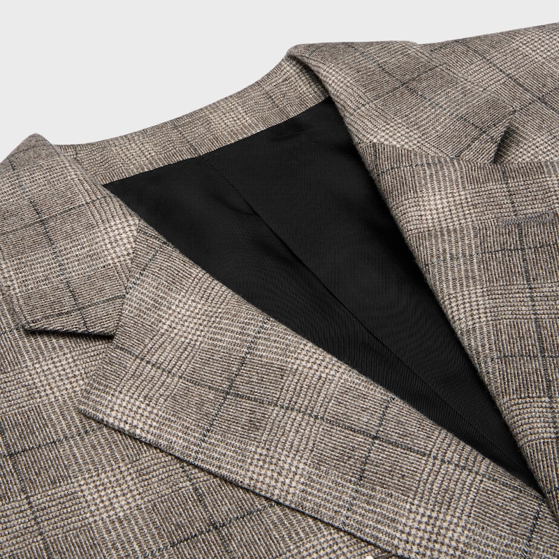tailored jacket in prince of wales wool flannel