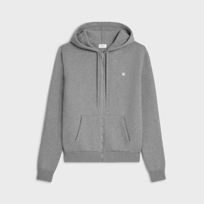 triomphe hooded sweater in wool and cashmere