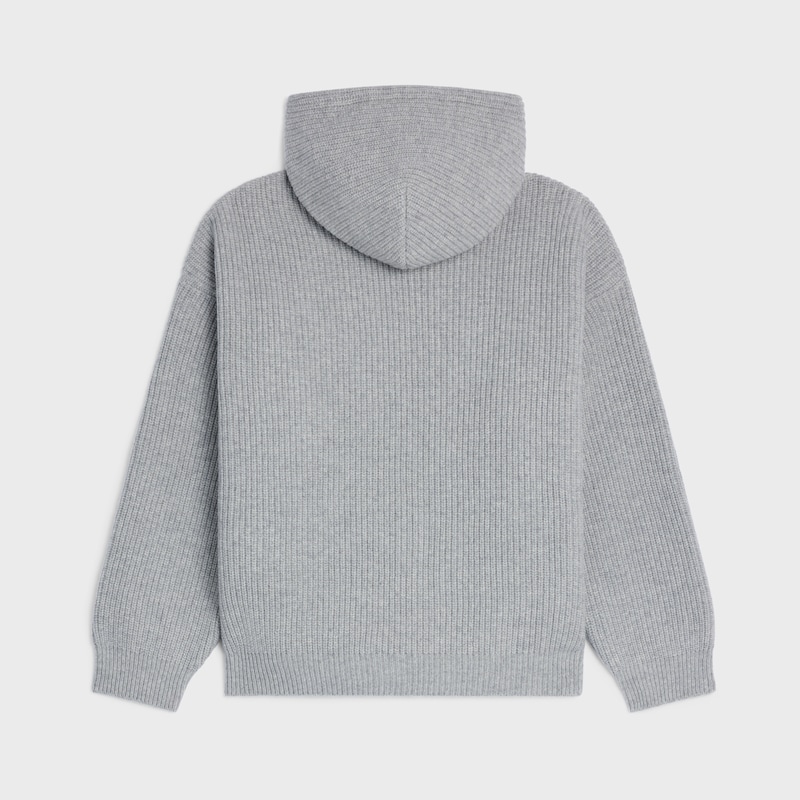 hooded sweater in ribbed wool