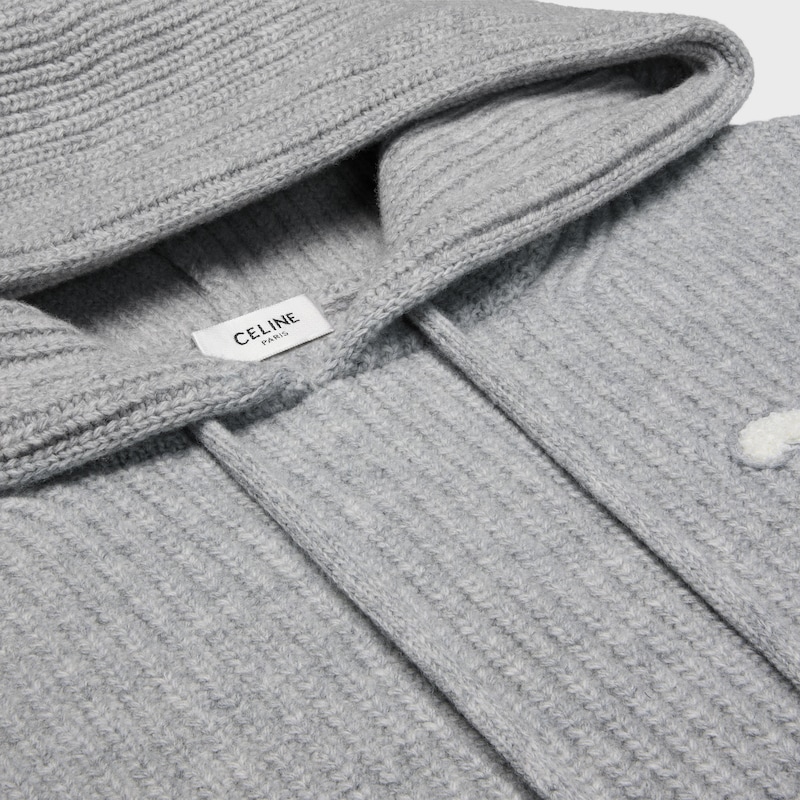 hooded sweater in ribbed wool
