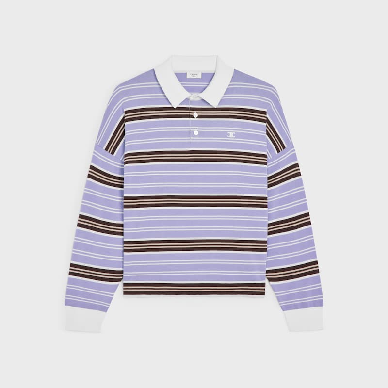 polo sweater in striped cotton