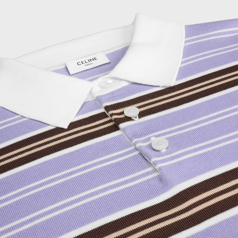 polo sweater in striped cotton