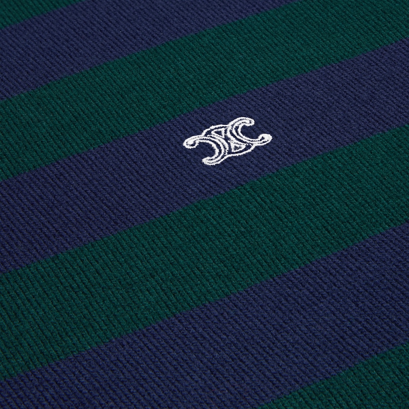 polo sweater in striped wool