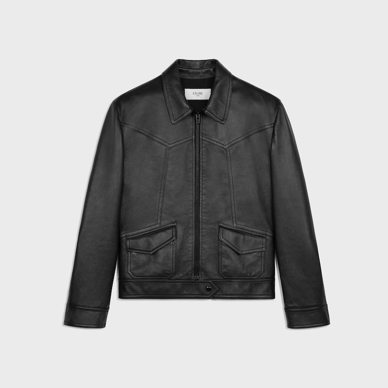 loose blouson jacket in soft lambskin