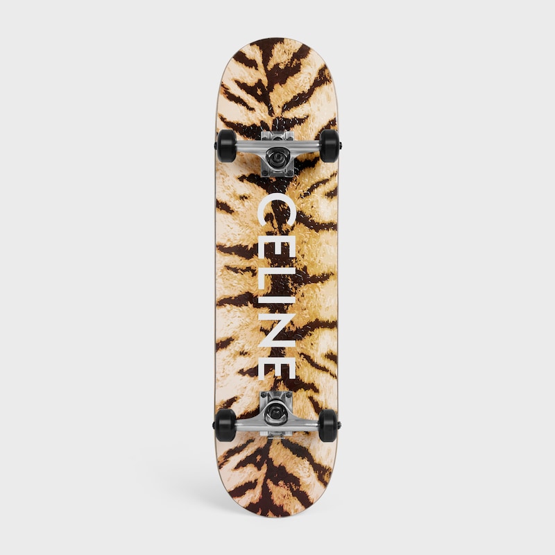 skateboard in textured tiger and celine print