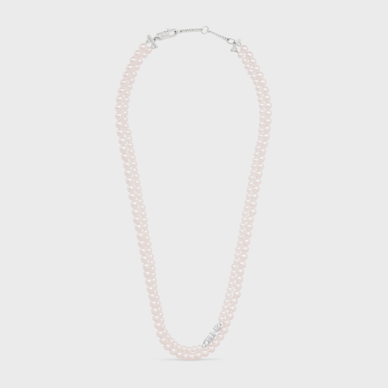 celine monochroms double pearl necklace in brass and glass pearl