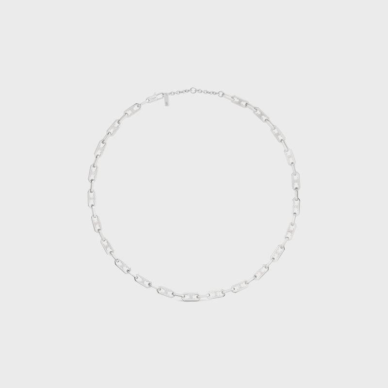 triomphe small octagon necklace in brass with rhodium finish