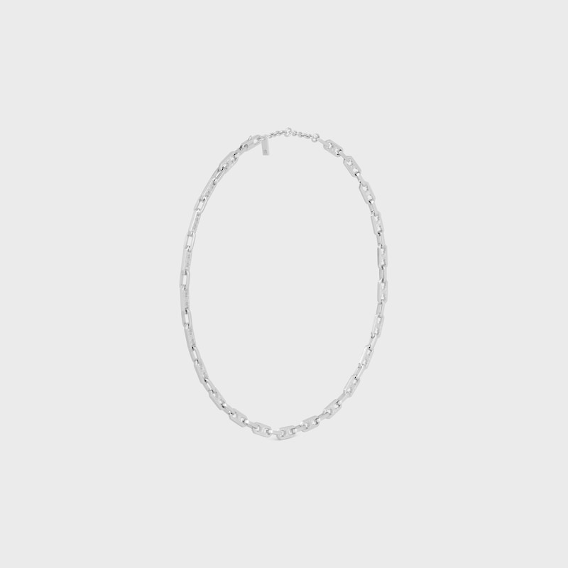 triomphe small octagon necklace in brass with rhodium finish