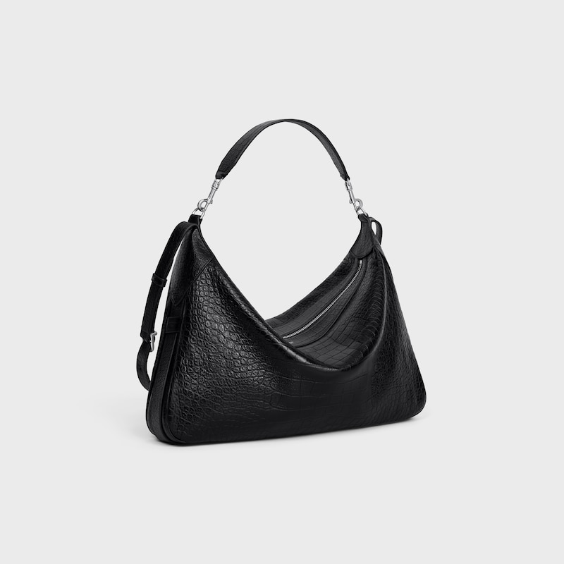 large strap romy in crocodile embossed deerskin