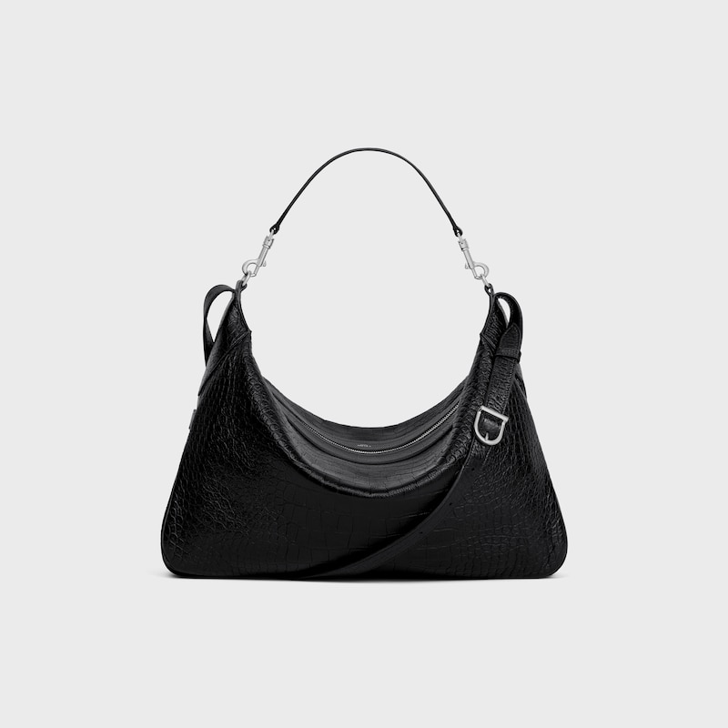 large strap romy in crocodile embossed deerskin