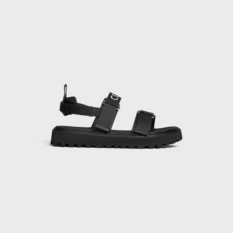 celine billie strappy sandal in celine jacquard and calfskin